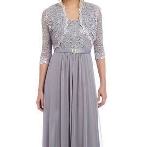 Sequined Lace & Chiffon Jacket Dress